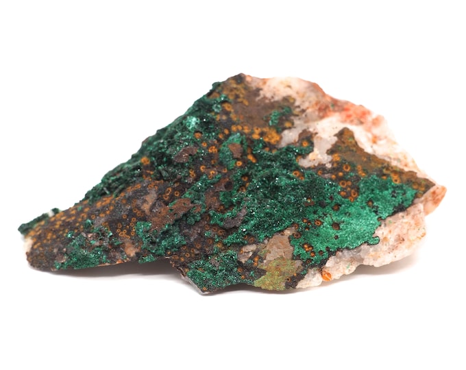Malachite with quartz 70mm x 40mm (56 grams). Fair trade crystals and minerals. Ethically sourced.