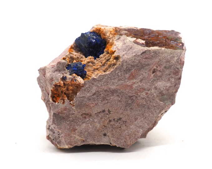 Azurite on matrix 75mm x 60mm (231 grams). Deep blue crystallized Azurite. Ethically sourced and fair trade mineral.