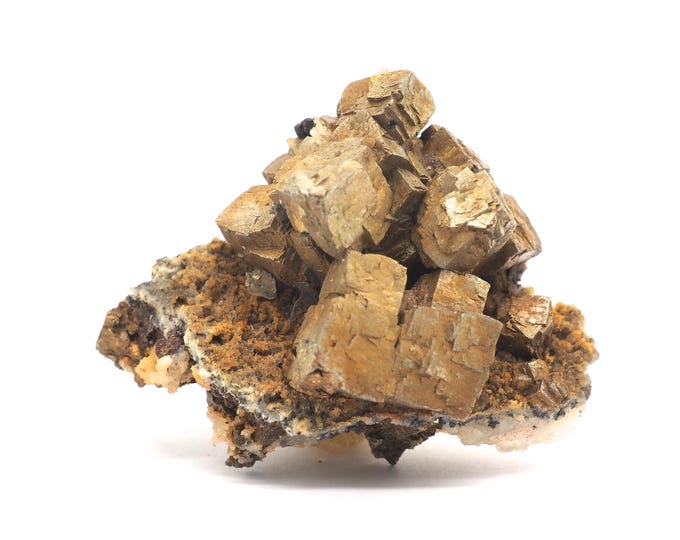 Pyrite with quartz 65mm x 50mm (111 grams). Pure pyrite cubes from Morocco. Fair trade crystals and minerals.
