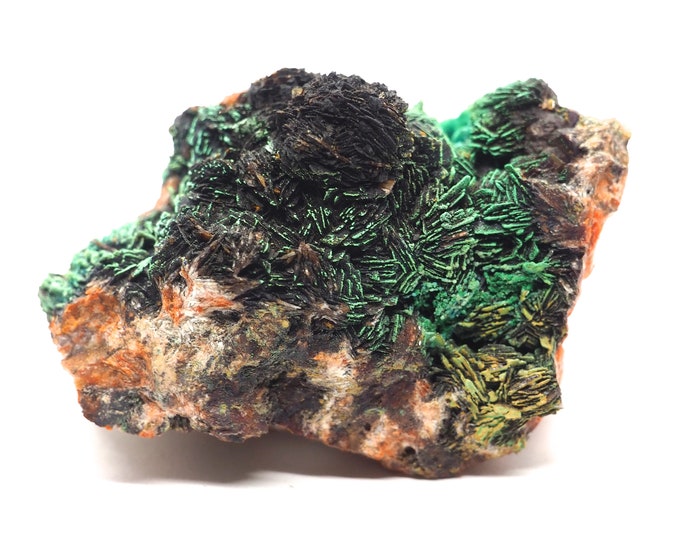 Malachite on barite and quartz 70mm x 50mm (185 grams)