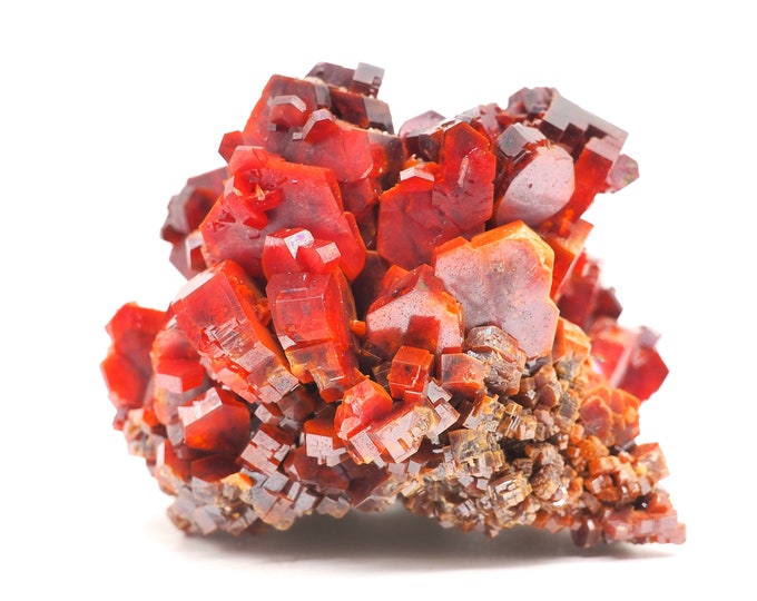 Vanadinite 70mm x 50mm (458 grams). Large pure red Vanadinite crystals. Ethically sourced and fair trade mineral.
