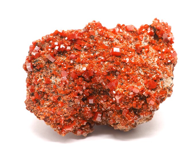 Vanadinite 75mm x 50mm (91 grams). Ethically sourced and fair trade mineral. Good quality.