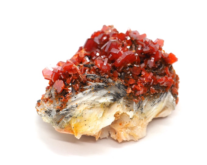 Vanadinite on Barite 55mm x 45mm (85 grams) Ethically sourced and fair trade mineral.