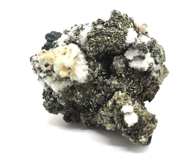 Pyrite on rock crystal 70mm x 60mm (229 grams)