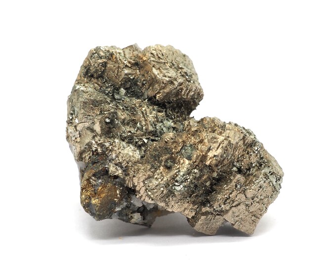 Pyrite with quartz 50mm x 35mm (91 grams). Pure pyrite cubes from Morocco. Fair trade crystals and minerals.
