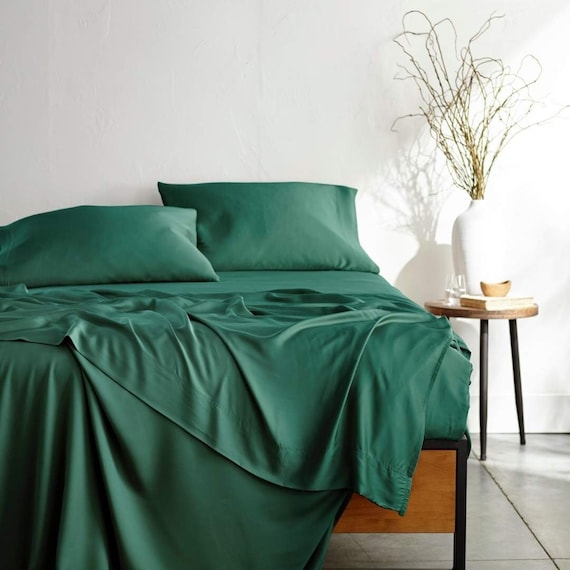 100% Bamboo Viscose Bed Sheet Set, Cooling Deep Pocket Bed Sheets-ultra  Soft & Breathable 4 Piece Set, emerald Green 