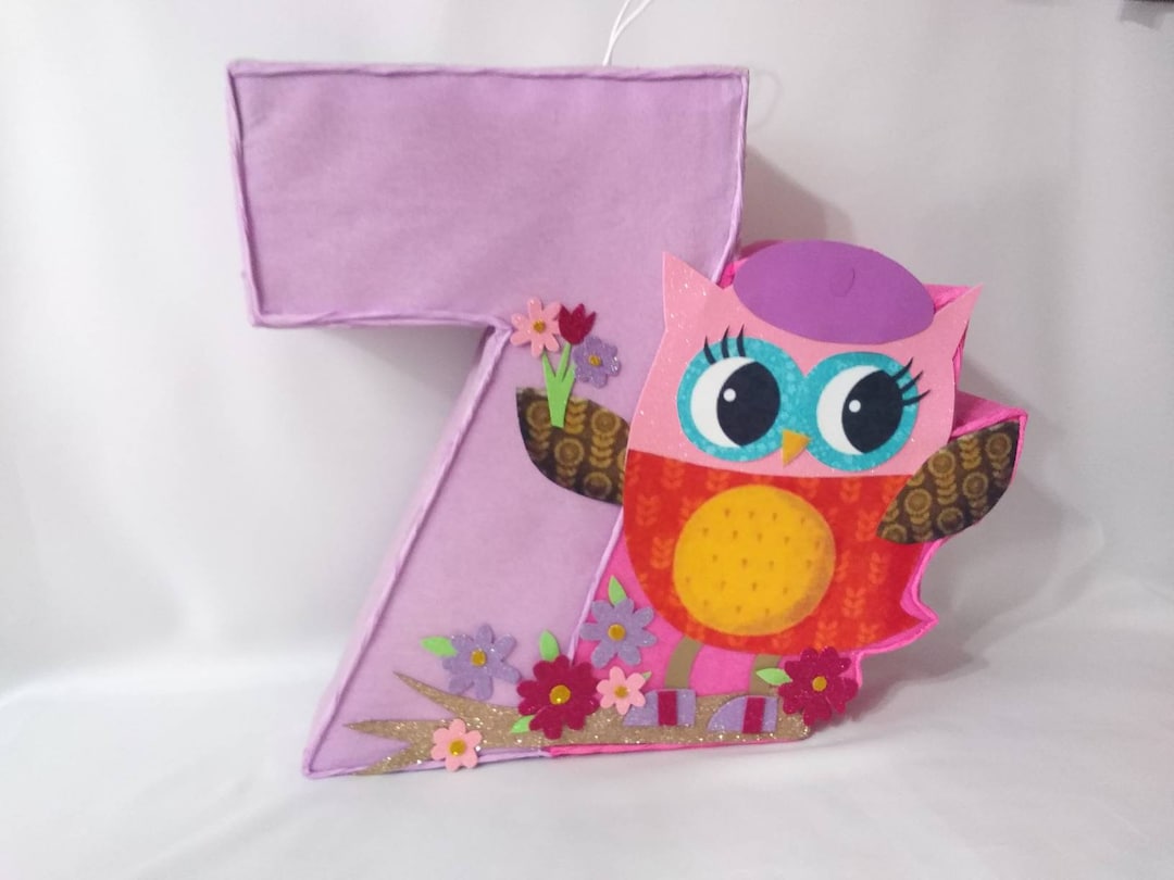 Big Owl Pinata Number 7, Owl Birthday Party, Owl Birthday