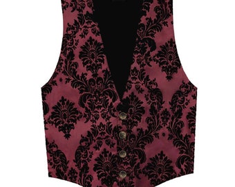 Mens Vest Steampunk Gothic Vest Victorian Western Outfit Deadwood Costume Historically Inspired Patterned Clothing Mens Formal Apparel