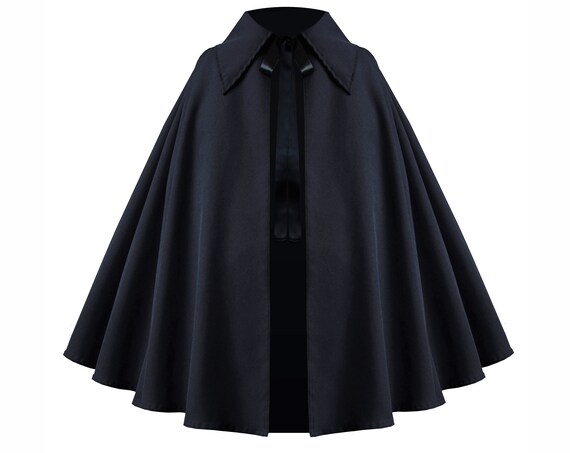 Men Women Gothic Steampunk Victorian Medieval Renaissance Larp Wizard Stage Theater Viking Ranger Western Pirate Collar Cape Capelet Cloak