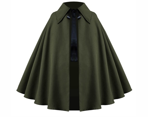 Men Women Gothic Steampunk Victorian Medieval Renaissance Larp Wizard Stage Theater Viking Ranger Western Pirate Collar Cape Capelet Cloak