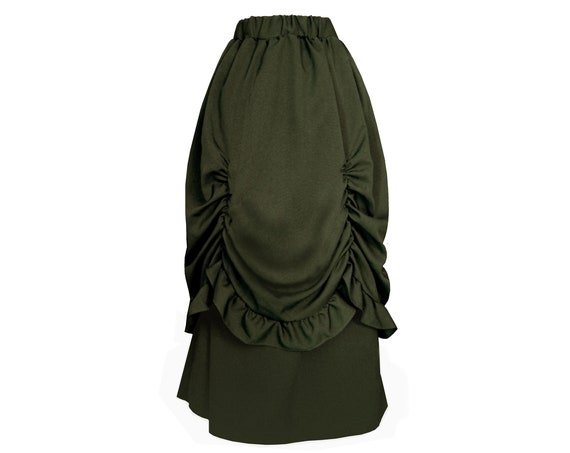 Steampunk Gothic Victorian Stage Theater Vintage Inspired Historical Gathered Bustle Long Skirt Regular Plus M L XL 1X