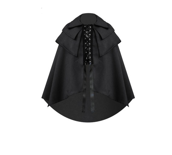 Gothic Steampunk Cape Men Women Cloak Victorian Medieval Apparel Renaissance Costume Emo Pirate Halloween Larp Knight Ranger Collar Lace-Up