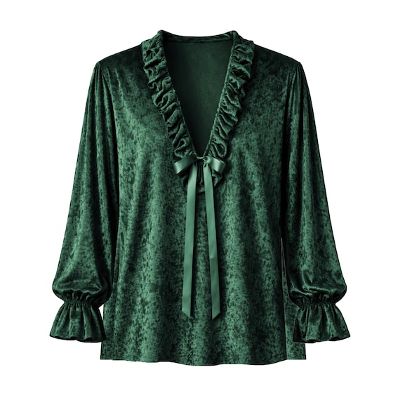 Renaissance Gothic Pirate Steampunk Formal Wear Medieval Outfit Victorian Velvet Western Theater Stage Historical Men's Ruffle Shirt