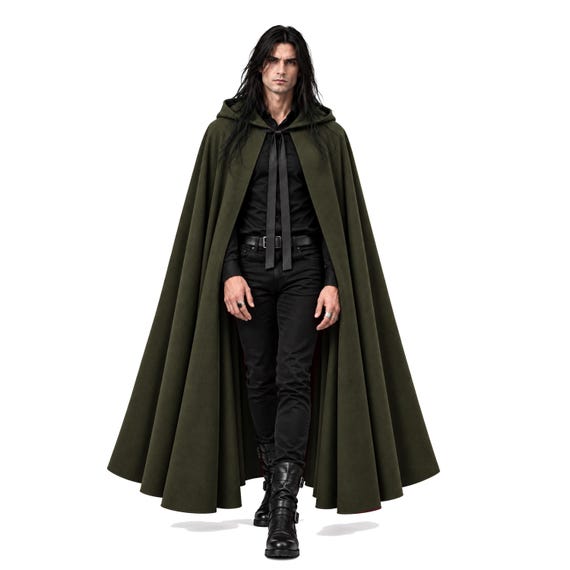 Victorian Medieval Cloak Mens Womens Gothic Cape Steampunk Renaissance Pirate Civil War Halloween Costume Stage History Hooded Cape Cloak .