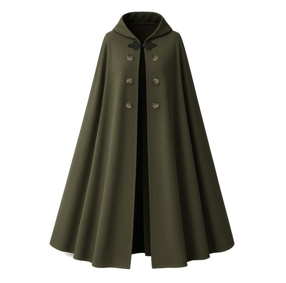 Steampunk Gothic Cape Medieval Men Women Victorian History Knight Stage Military Pirate Costume Larp Button Hooded Cape Cloak with Sleeves.
