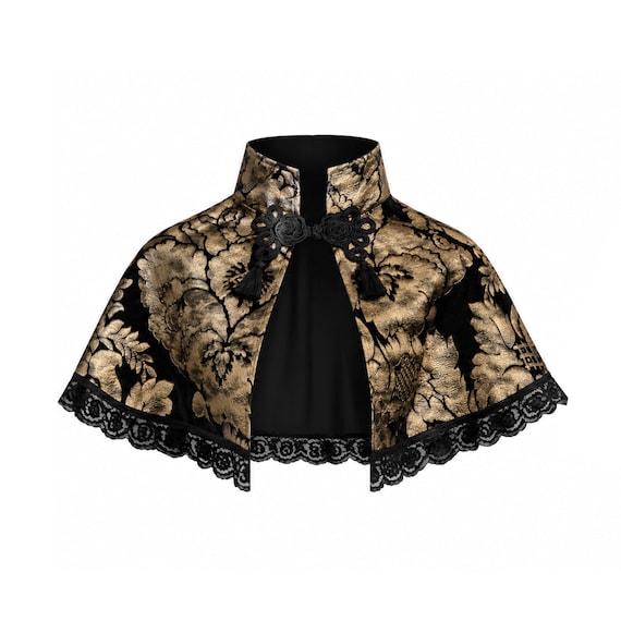 Steampunk Cape Victorian Formal Gothic Wear Renaissance Medieval Stage Costume Civil War Lolita Theater Velvet Capelet Short Cloak Collar