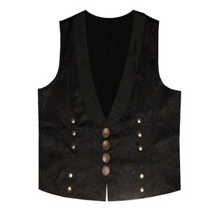 Steampunk Brocade Victorian Edwardian Western Gothic Men's Black Bronze Vest