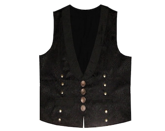 Steampunk Brocade Victorian Edwardian Western Gothic Men's Black Bronze Vest