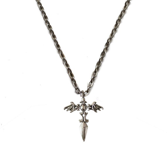 Steampunk Gothic Winged Cross Medieval Renaissance Stage History Pendant Necklace Choker Jewelry Gift