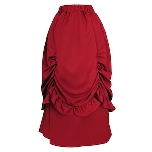 Steampunk Gothic Skirt Victorian Stage Formal Theater Historical Costume Vintage Inspired Gathered Bustle Black Red Regular Plus M L XL 1X.