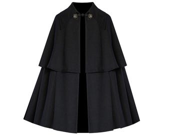 Mens Womens Victorian Cape Steampunk Medieval Cloak Theater Stage Historical Civil War Gothic Epaulet Pirate Renaissance Short Capelet.