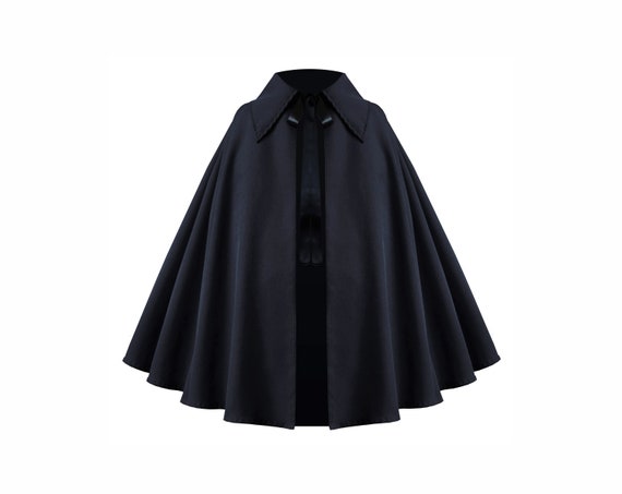 Men Women Gothic Steampunk Victorian Medieval Renaissance Larp Wizard Stage Theater Viking Ranger Western Pirate Collar Cape Capelet Cloak