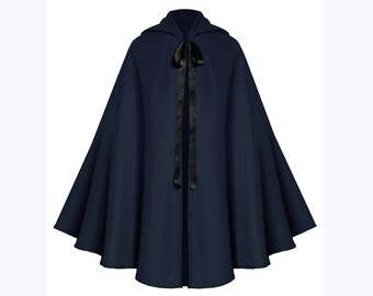 navy blue cape coat