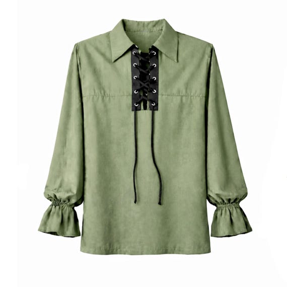 Renaissance Gothic Pirate Steampunk Formal Wear Medieval Outfit Victorian Western Theater Stage Historical Men's Lace-Up Shirt