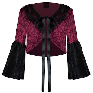 Vintage Inspired Velvet & Lace Shrug Bolero Victorian Gothic Steampunk Renaissance Medieval Historical Lolita Theater Thrones Cosplay