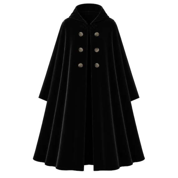 Gothic Cape Steampunk Cloak Men Victorian Medieval Women Renaissance Pirate Knight Military Civil War Cosplay History Velvet Stage Hooded .