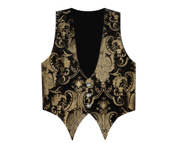 Mens Steampunk Gothic Victorian Western Deadwood Historically Inspired Wedding Brocade Men's Vest