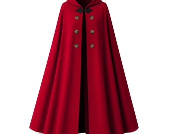 Cape Cloak Men Women Victorian Historical Steampunk Medieval Knight Stage Military Gothic Pirate Larp Renaissance Hooded with Sleeves .