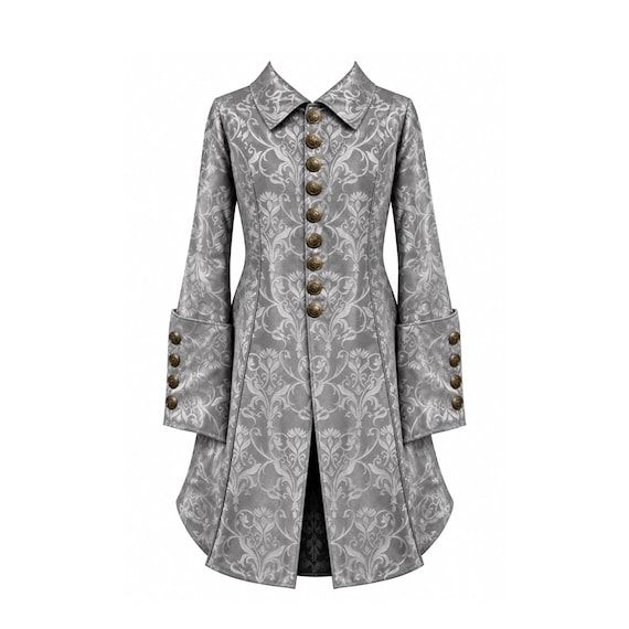 Steampunk Military Jacket Gothic Black Coat Pirate History Civil War Men's Formal Wear Brocade