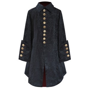 Steampunk Military Jacket Gothic Black Coat Pirate History Civil War Men&#39;s Formal Wear Brocade