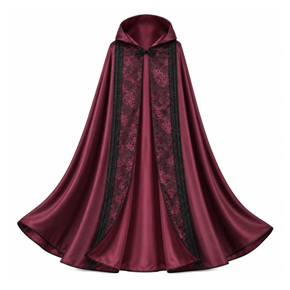Gothic Satin Steampunk Cape Victorian Medieval Hooded Renaissance Western Cloak Vampire Pirate Civil War Clothing  Halloween Costume Stage .