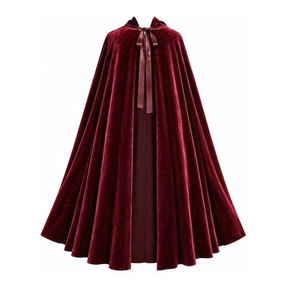 Mens Womens Gothic Steampunk Victorian Medieval Renaissance Pirate Cosplay Halloween Costume Stage Theater History Velvet Hooded Cape Cloak