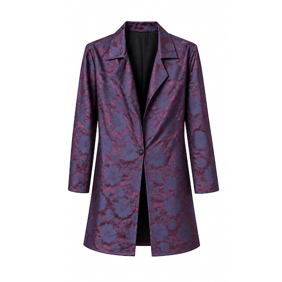 Mens Brocade Smoking Jacket Coat Gothic Historical Jacket Steampunk Victorian Edwardian Pirate Western Wear Deadwood Civil War Formal.