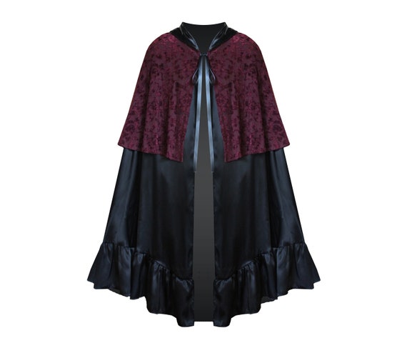 Womens Short Hooded Brocade Cape