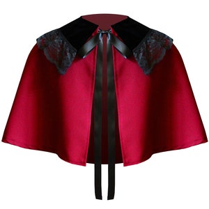 Renaissance Medieval Theater Steampunk Victorian Gothic Collar Capelet Red
