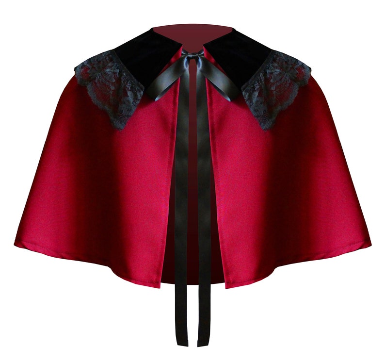 Renaissance Medieval Theater Steampunk Victorian Gothic Collar Capelet Red
