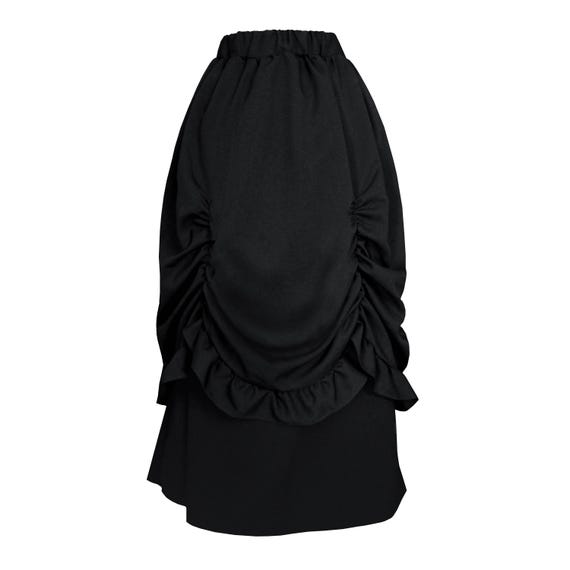 Steampunk Gothic Skirt Victorian Stage Formal Theater Historical Costume Vintage Inspired Gathered Bustle Black Red Regular Plus M L XL 1X.