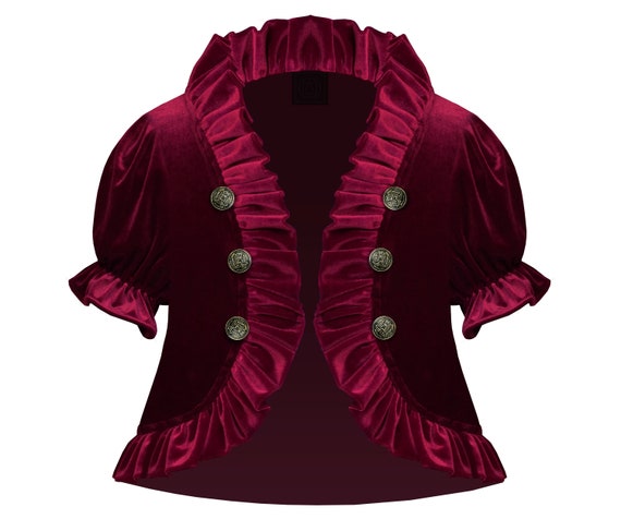 Velvet Ruffled Velvet Shrug Bolero Victorian Gothic Steampunk Renaissance Medieval Vampire Theater Stage Lolita Civil War Thrones Cosplay