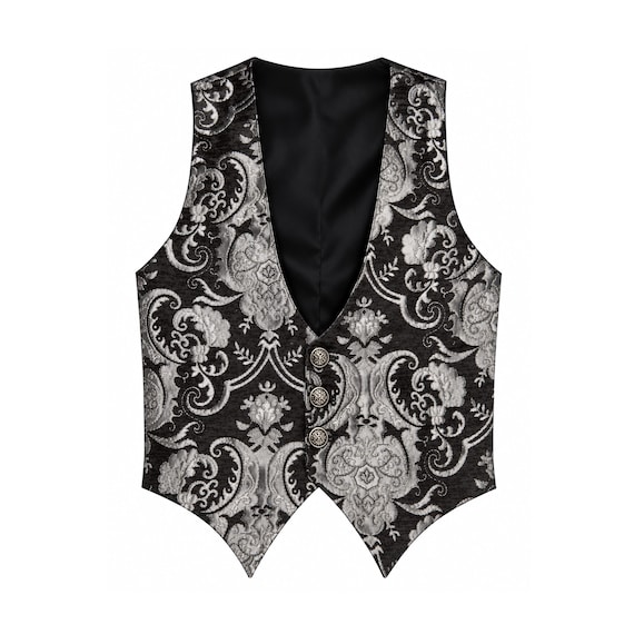 Mens Steampunk Vest Gothic Victorian Vest Western Deadwood Outfit Historical Inspired Wedding Brocade Men's Formal Vest