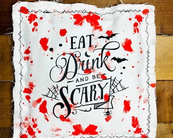 Eat Drink And Be Scary Halloween Sign ~ Frame Wood Box 6”x6”
