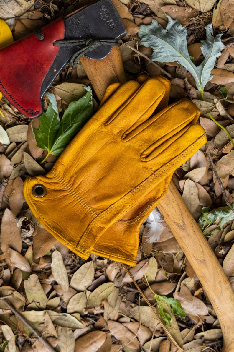 Custom Bushcraft & Outdoor Leather Gloves image 1