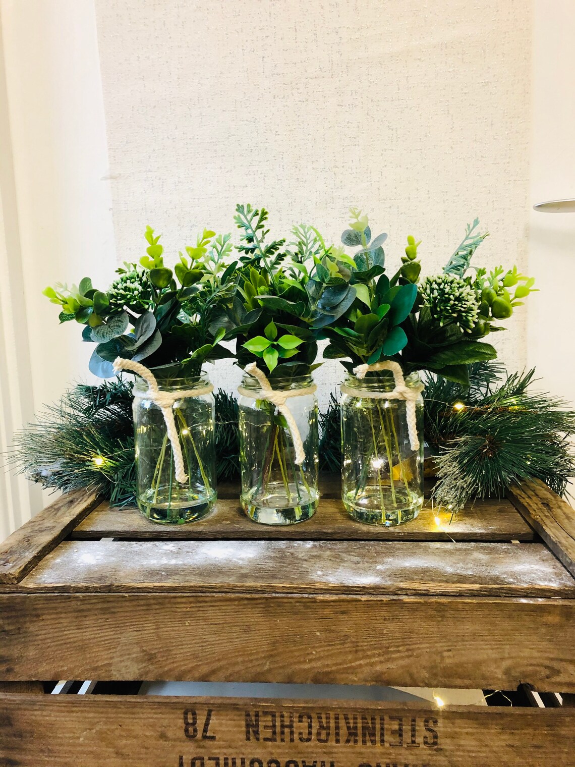 Artificial Botanical Foliage Glass Jar / Artificial Flower Etsy