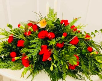 Fresh Christmas table/grave arrangement