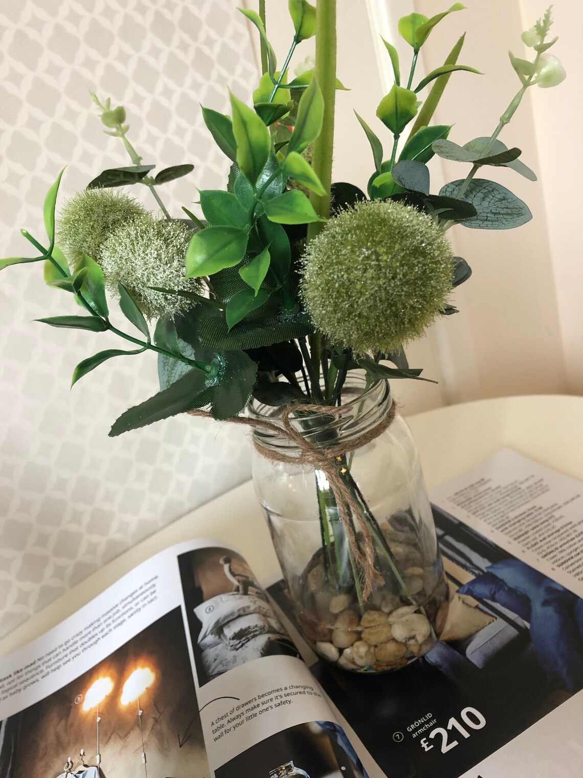 Artificial Botanical Foliage Glass Jar / Artificial Flower Etsy