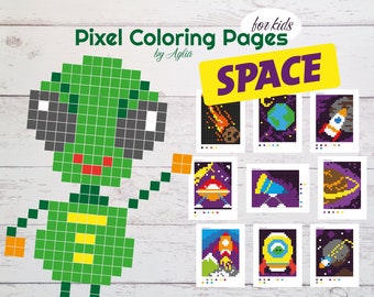 Pixel Coloring Pages Etsy