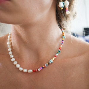 Taipei Half-Pearl Colorful Necklace image 1